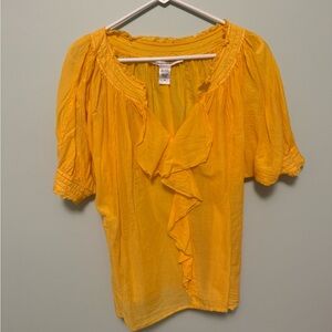 Diane Von Furstenberg Yellow Ruffle Blouse